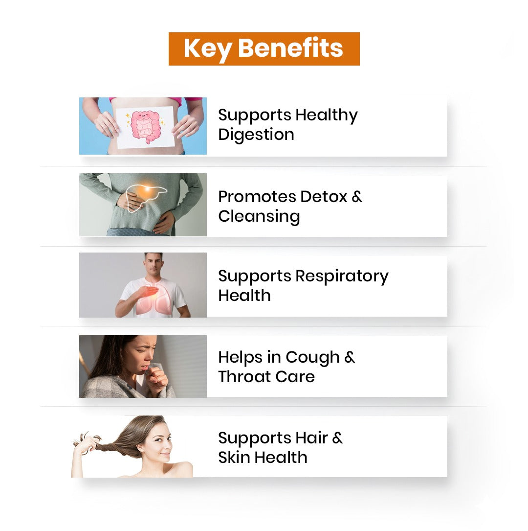 List of key benefits with images and text on a white background