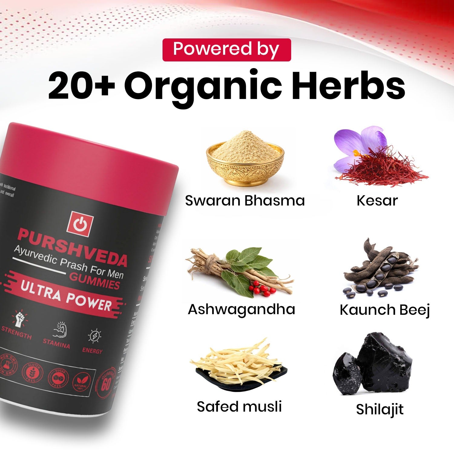 PurshVeda Ayurvedic Prash Gummies for Men | Daily Vitality & Power | 60 Gummies