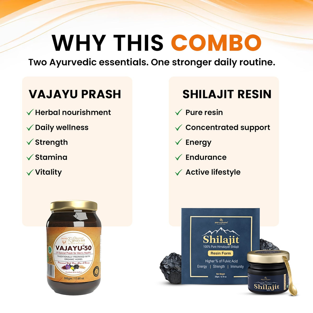 Vajayu Prash & Pure Himalayan Shilajit Resin Combo