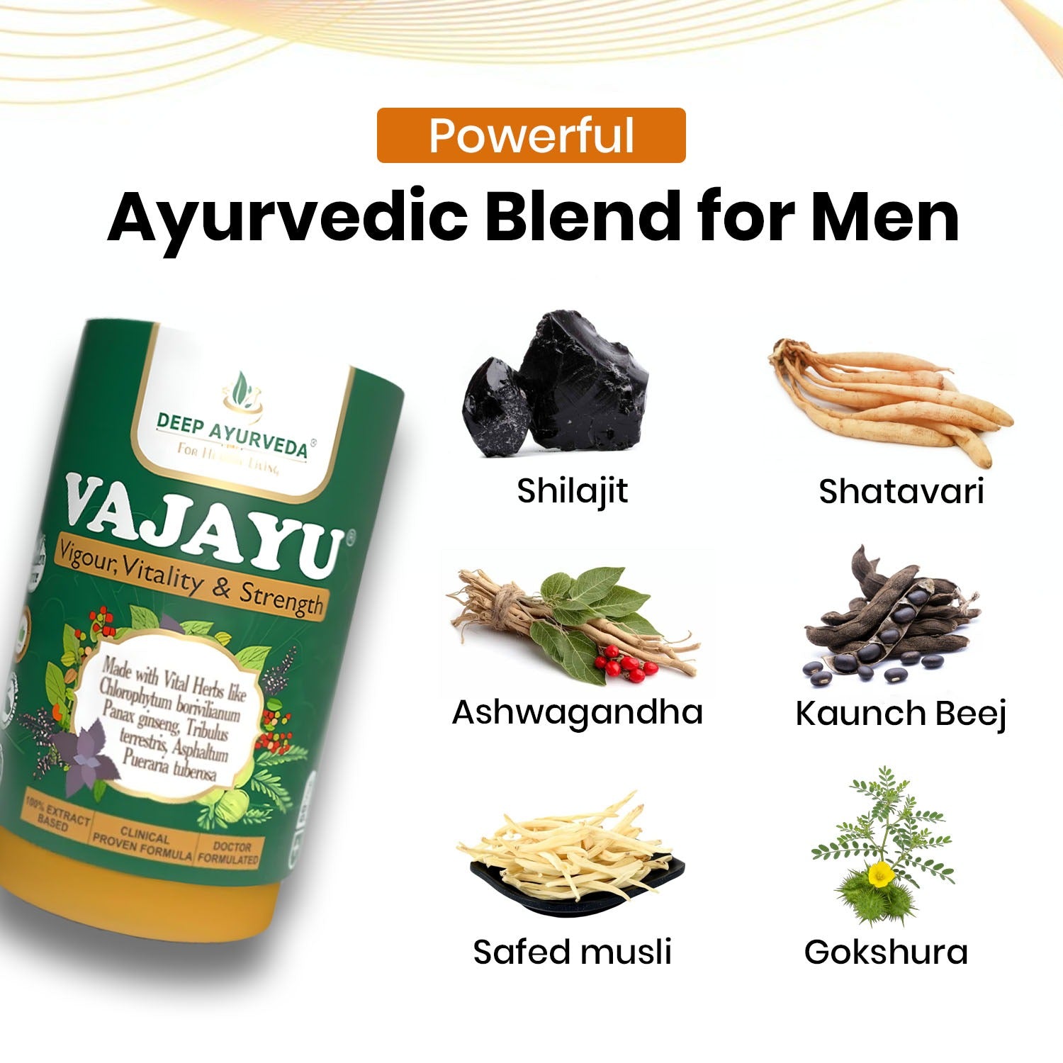 Vajayu® पुरुषों के स्वास्थ्य के लिए | शक्ति, ऊर्जा और सहनशक्ति बढ़ाएँ | प्रदर्शन संबंधी चिंता दूर करें