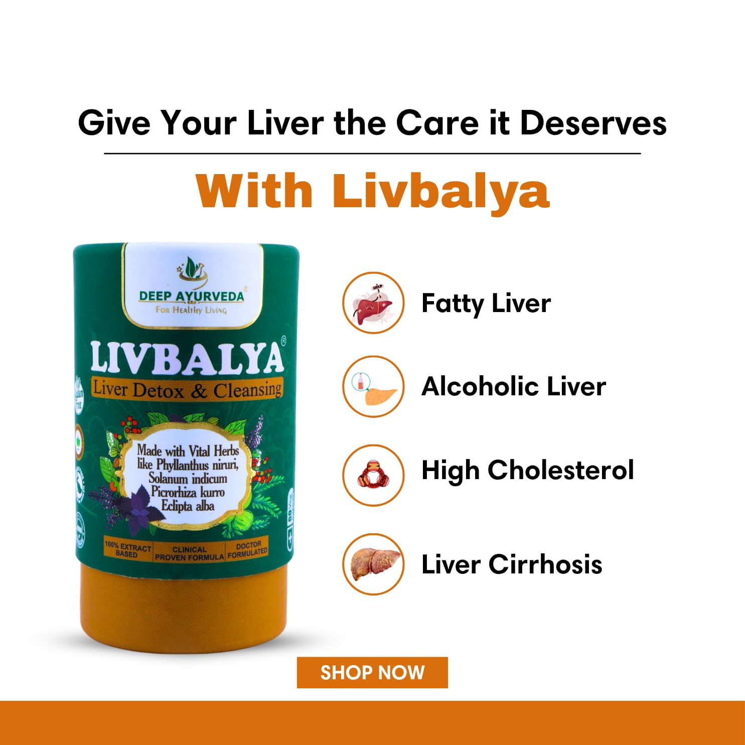 LivBalya®लिवर डिटॉक्स फॉर्मूला | लिवर डिटॉक्स और क्लीन्ज़, फैटी लिवर, हाई कोलेस्ट्रॉल और एल्कोहॉलिक लिवर- शाकाहारी कैप्सूल