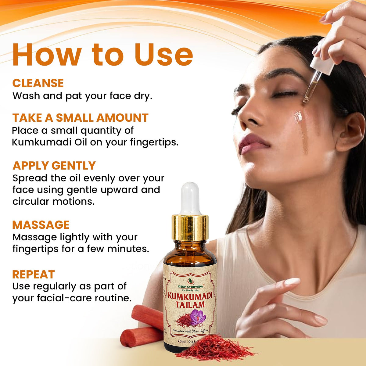 केसर से समृद्ध कुमकुमादि तेल | शानदार और शक्तिशाली चेहरे का तेल | 20ml