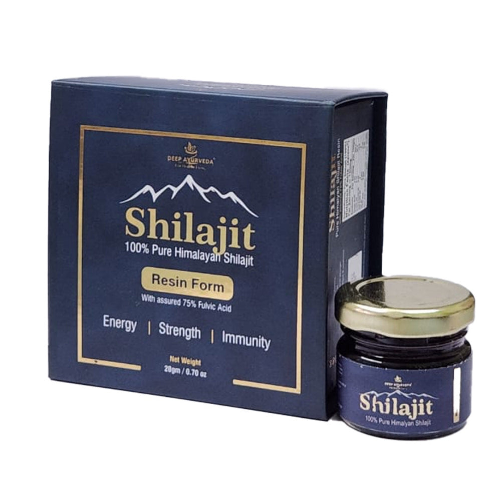 Shilajit-100% Pure Himalyan Shilajit Resin for Strength, Energy & Stamina | 20gm Pack - Deep Ayurveda India