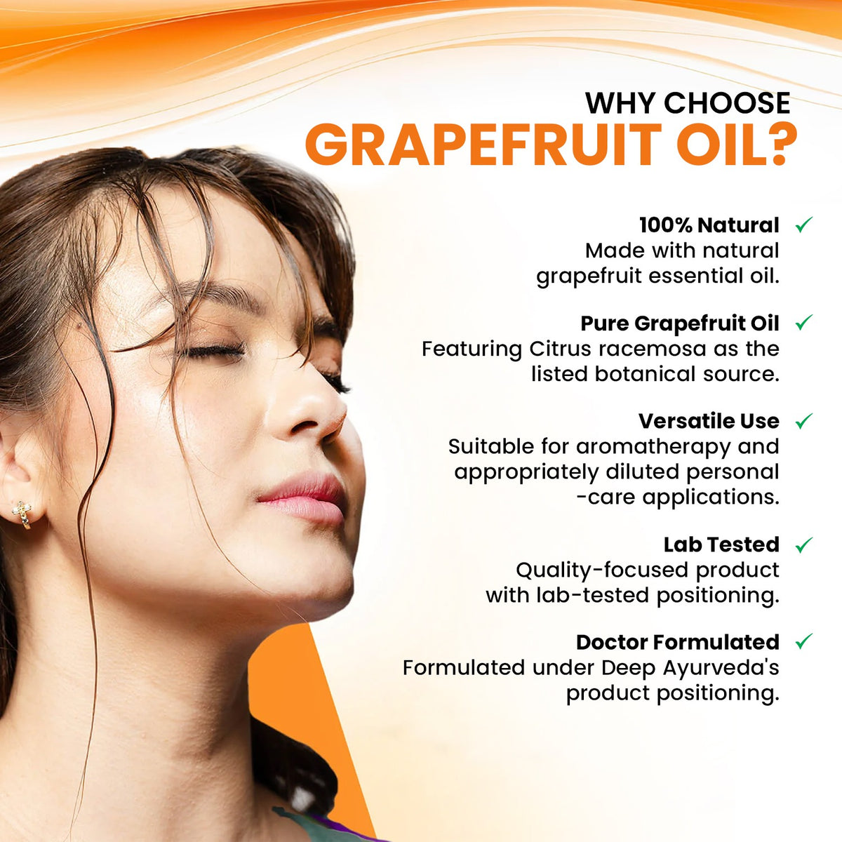 Grapefruit Pure Essential Oil - Refreshes Mind, Reduces Stress & Promotes Healthy Skin