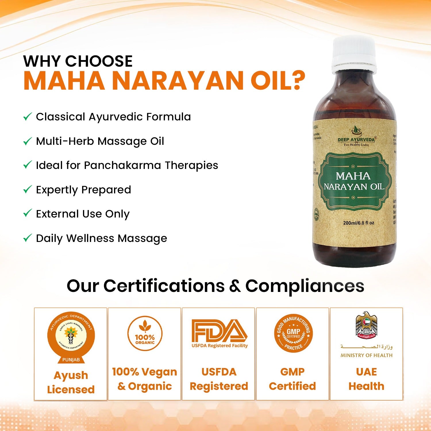 Deep Ayurveda Mahanarayan Oil- Ayurvedic Pain Relief Oil for Joints & Muscles