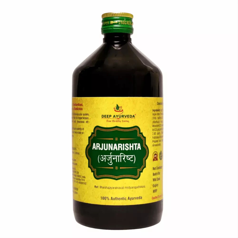 Arjunarishta for blood cholesterol and blood pressure levels | 450 ml - Deep Ayurveda India