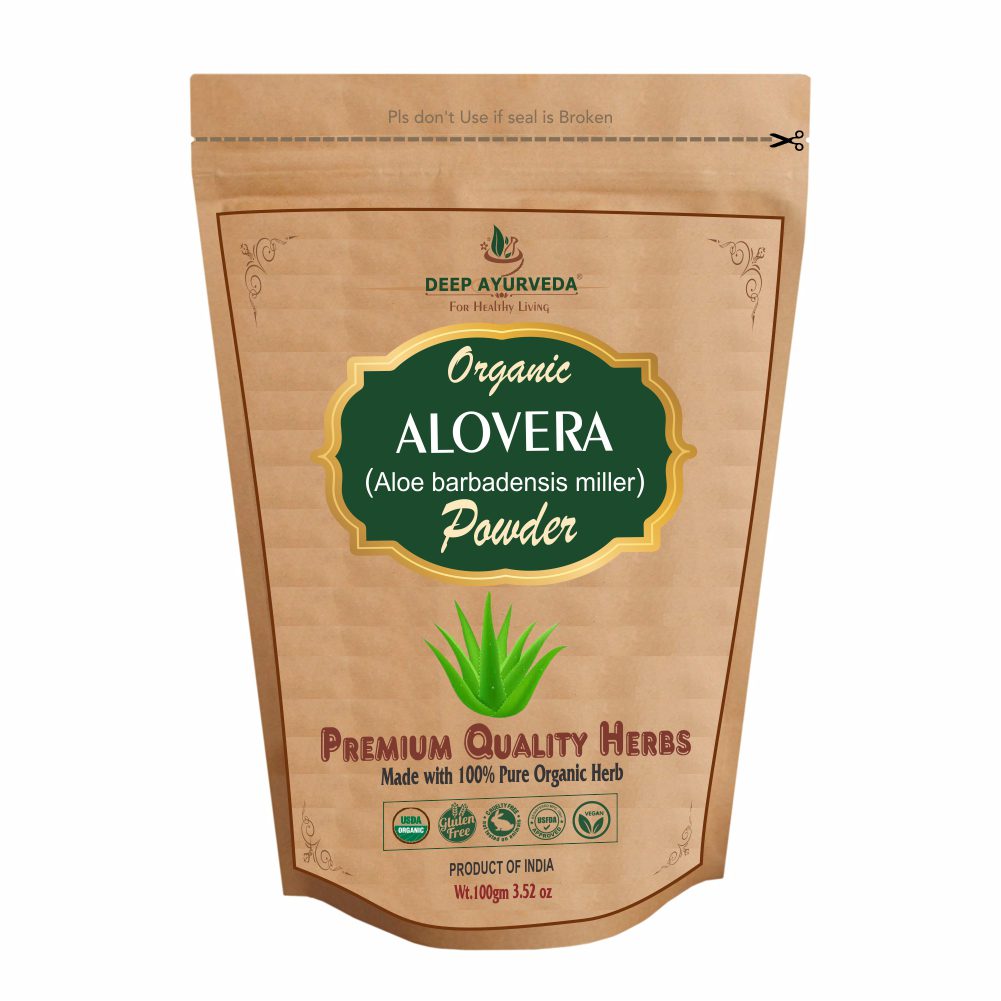 Organic Aloevera Powder (Aloe barbadensis miller) | 100 gm - Deep Ayurveda