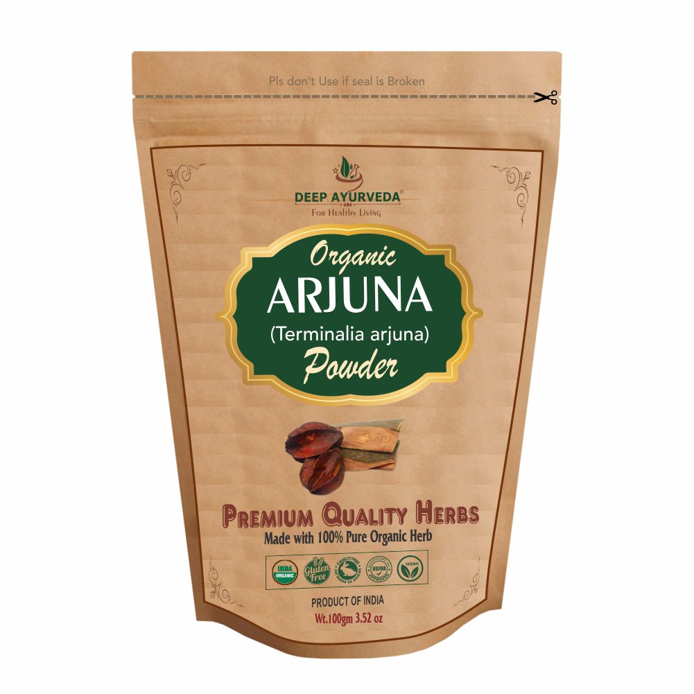 Organic Arjuna Bark Powder (Terminalia Arjuna) Supports Heart Function and Regulates BP - Deep Ayurveda India