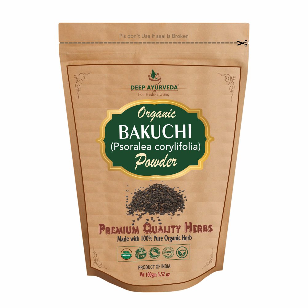 Organic Bakuchi Powder (Psoralea corylifolia) for Reducing Skin Health, Vitiligo and Eczema - Deep Ayurveda India