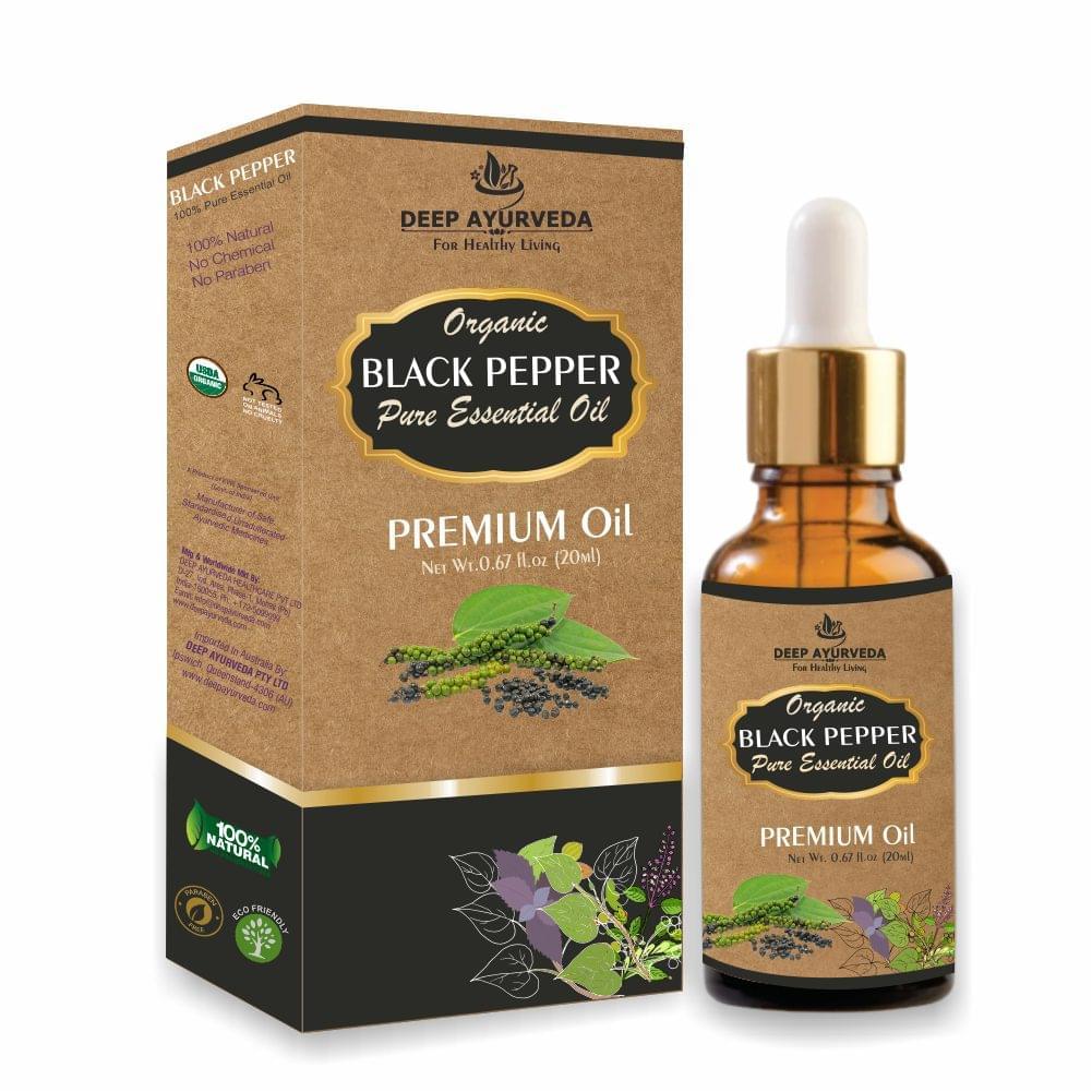 Black Pepper Pure Essential Oil - Eases Muscle Pain, Boosts Circulation & Relieves Congestion - Deep Ayurveda India