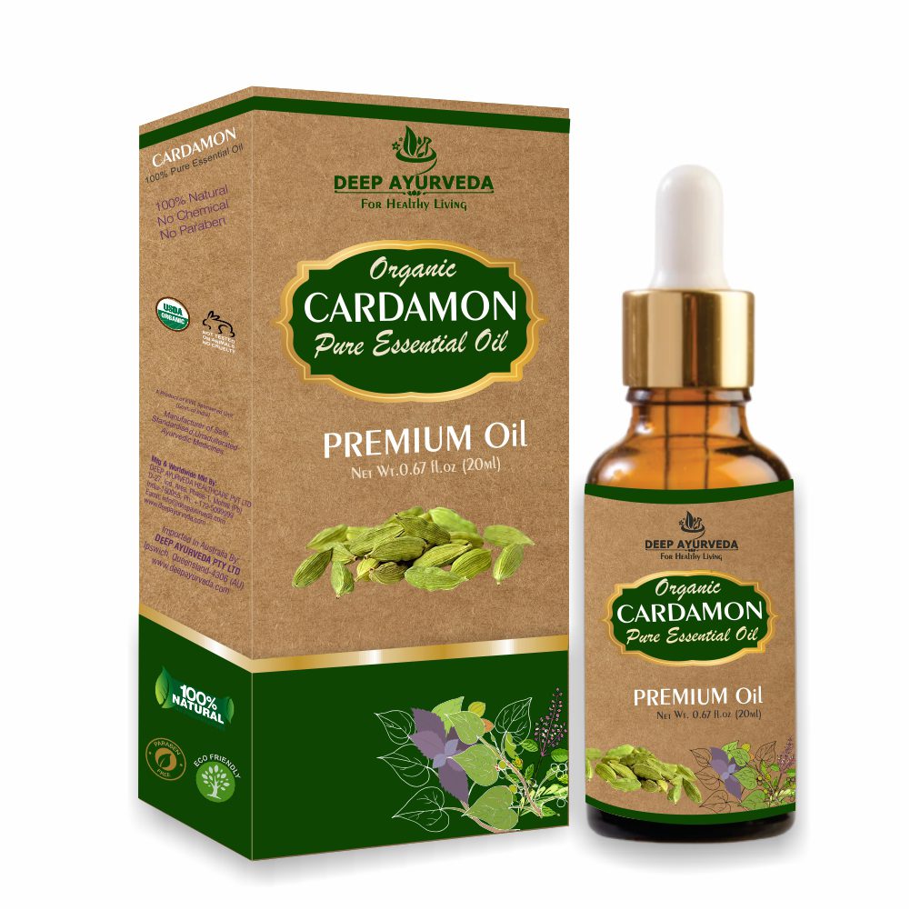 Cardamom Pure Essential Oil - Refreshes Mind, Aids Digestion & Relieves Nausea - Deep Ayurveda India