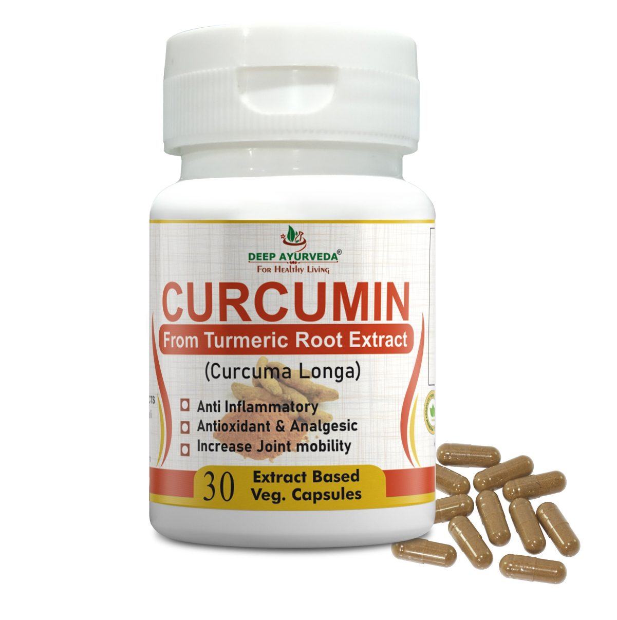 Curcumin 95% with 5% Piperine  Vegan Capsule - Deep Ayurveda India