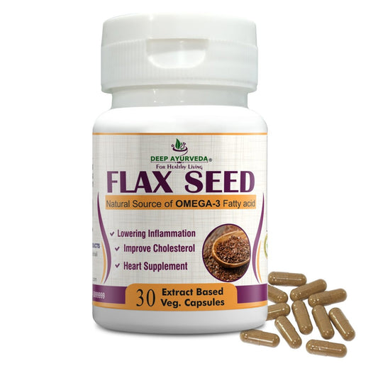 Flax Seed Natural Source of Omega-3| Vegan Capsule - Deep Ayurveda India