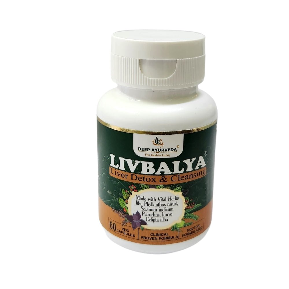 LivBalya® Liver Detox Formula | Fatty Liver, High Cholesterol & Alcoholic Liver- Vegan Capsule - Deep Ayurveda India