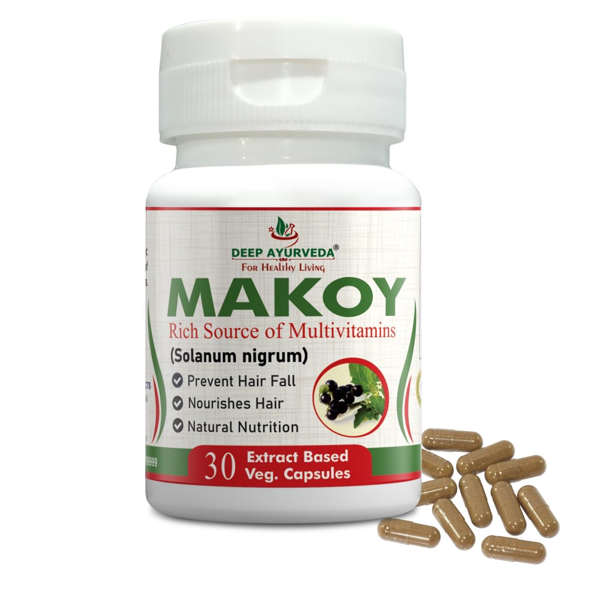 Makoy (Solanum nigrum) Vegan Capsule - Deep Ayurveda India
