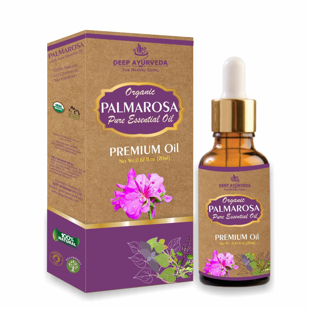 Palmarosa Pure Essential Oil - Balances Skin, Relieves Stress & Uplifts Mood - Deep Ayurveda India