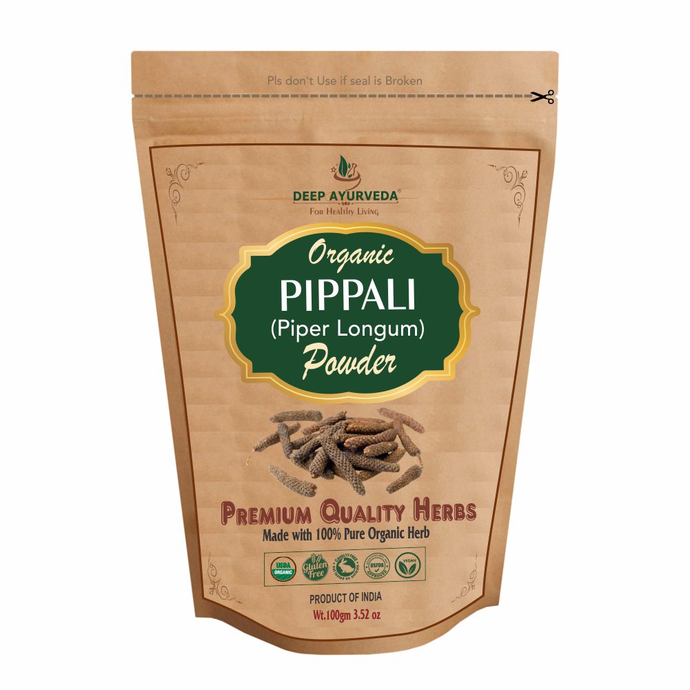 Organic Pippali Powder (Piper Longum) - Alleviates Cough, Boosts Immunity & Aids Weight Loss - Deep Ayurveda India
