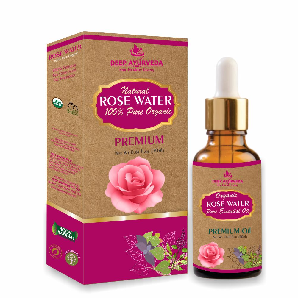 Organic Rose Water (Rosa damascena) | 20ml - Deep Ayurveda India