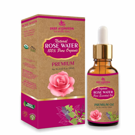 Organic Rose Water (Rosa damascena) | 20ml - Deep Ayurveda India