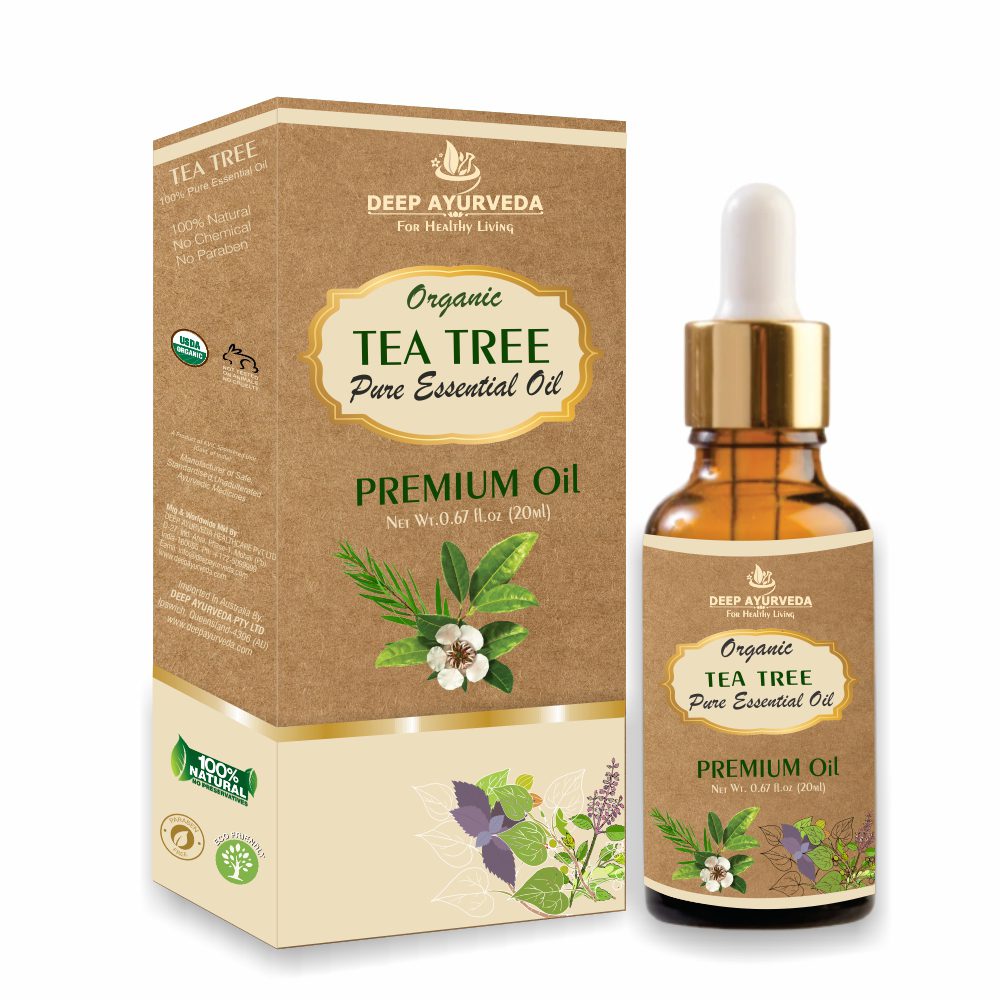 Tea Tree Pure Essential Oil - Fights Acne, Soothes Skin & Purifies Scalp - Deep Ayurveda India