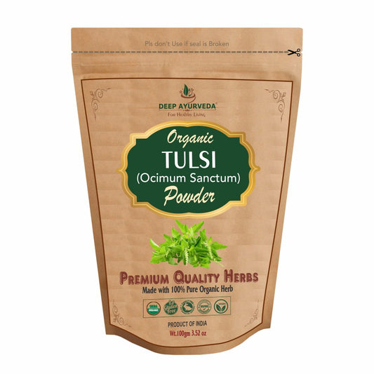 Organic Tulsi Powder (Ocimum Sanctum) - Deep Ayurveda India