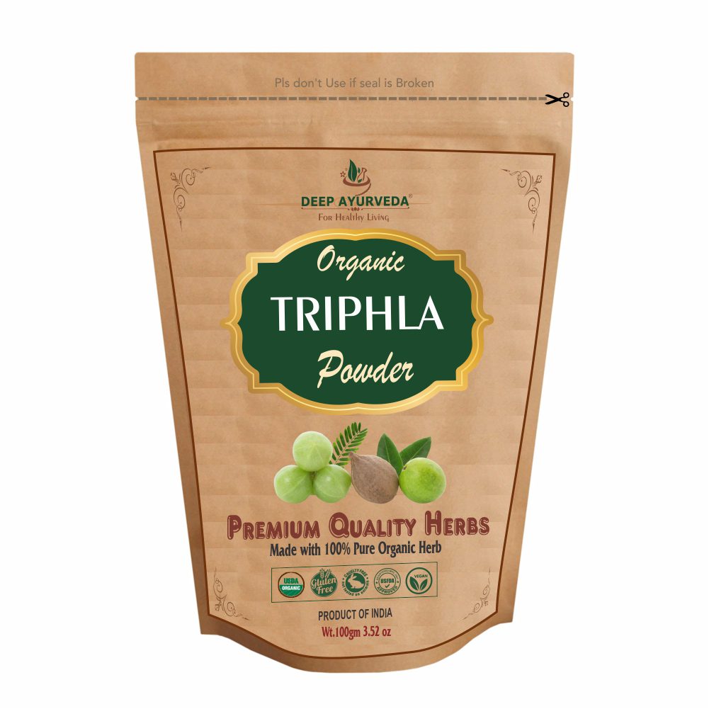 Organic Triphala Powder - Cleanses Colon, Promotes Digestion & Detoxifies Naturally - Deep Ayurveda India