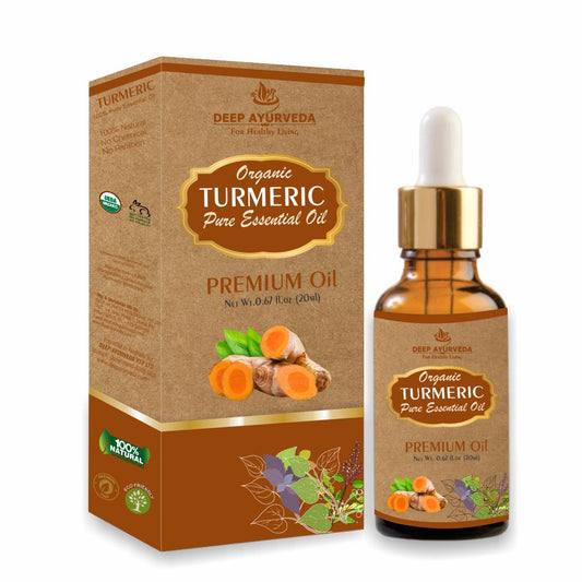 Turmeric Pure Essential Oil - Reduces Inflammation, Fights Acne & Promotes Skin Glow - Deep Ayurveda India