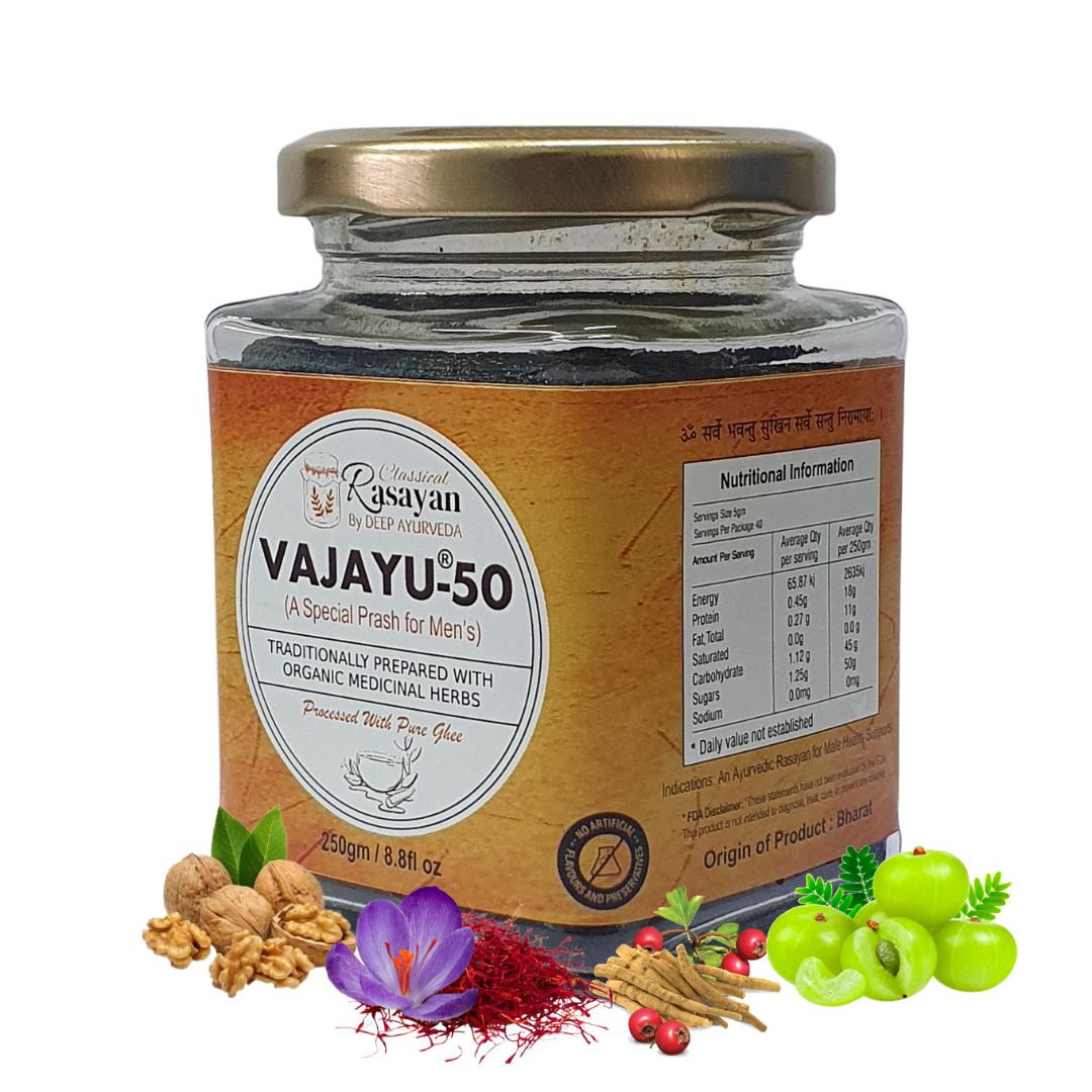 Vajayu®50 Ayurvedic Superfood for Men’s Health | Boost Strength, Energy, & Stamina |  Remove Performance Anxiety - Deep Ayurveda India