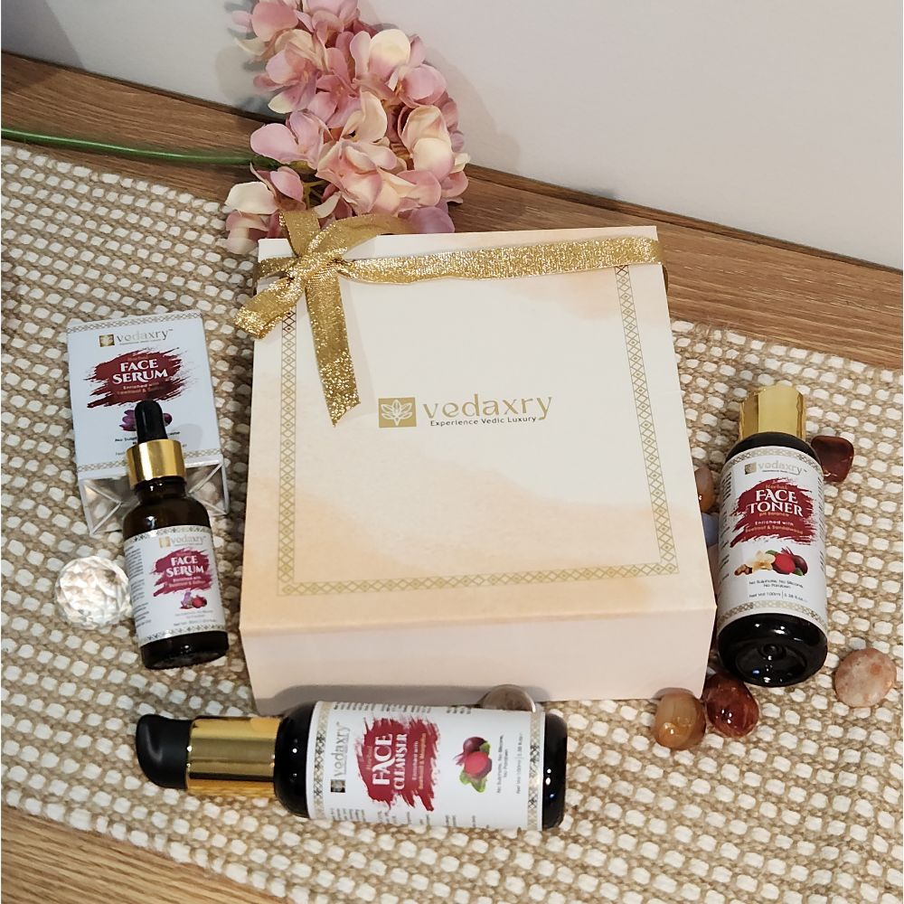Vedaxry 3-Step Ayurvedic Face Care Vedic Pack (Face Cleanser, Face Toner, Face Serum) - Complete Skin Care Regimen - Deep Ayurveda India