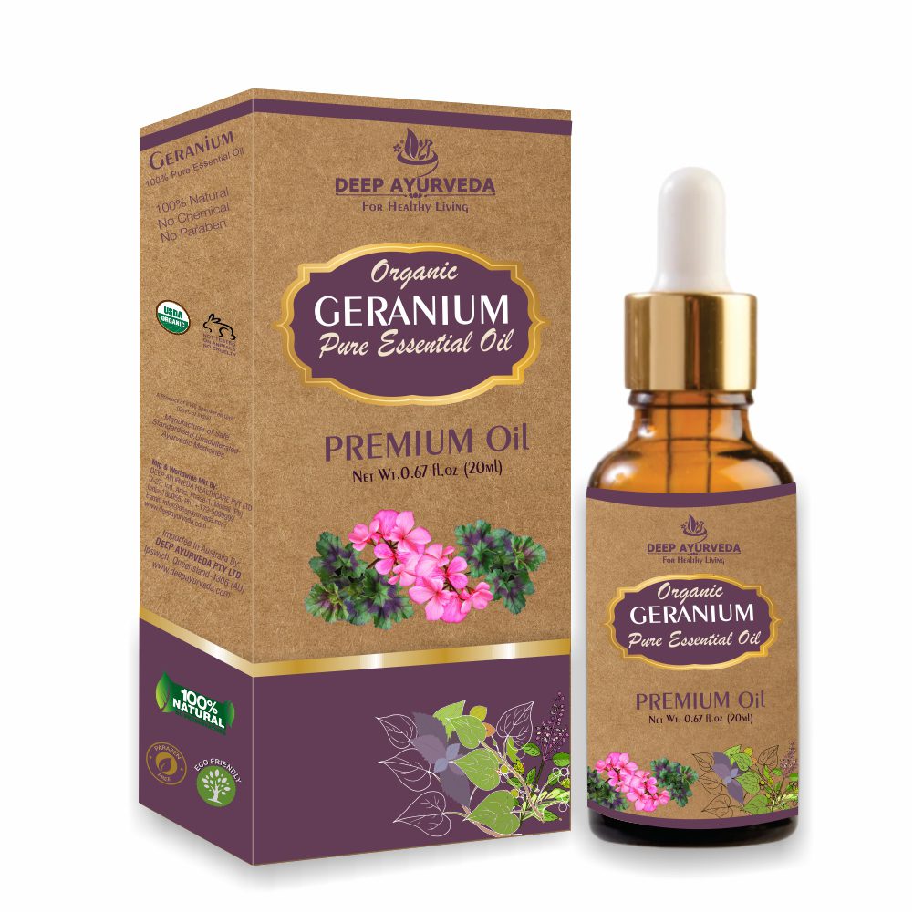 Geranium Pure Essential Oil (Pelargonium Graveolens) - Deep Ayurveda India