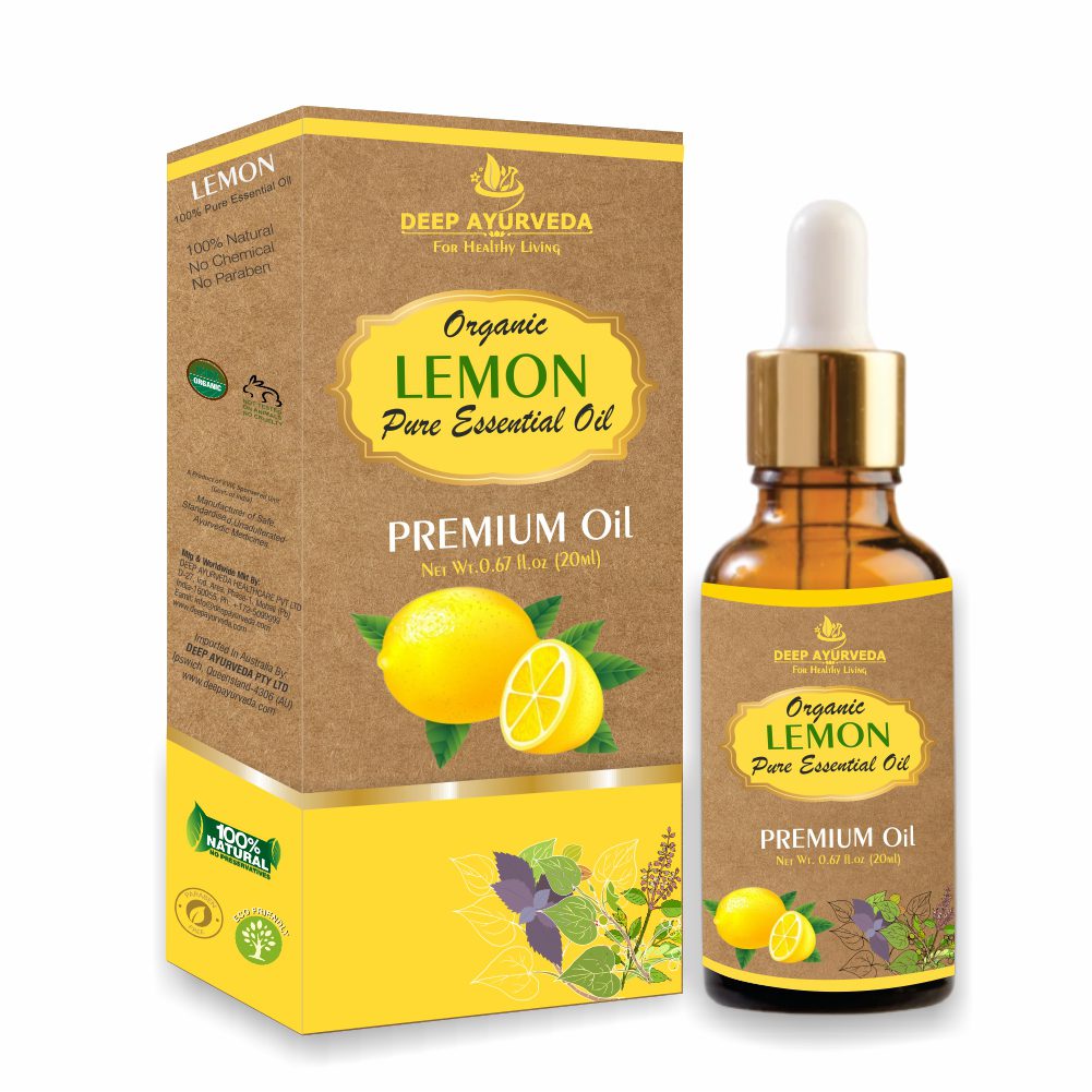 Lemon Pure Essential Oil - Cleanses Skin, Uplifts Mood & Supports Digestion - Deep Ayurveda India