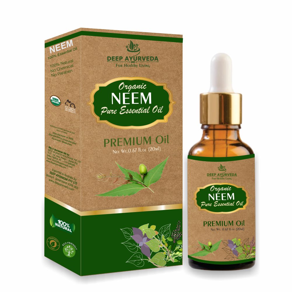 Neem Pure Essential Oil - Purifies Skin, Fights Acne & Promotes Scalp Health - Deep Ayurveda India