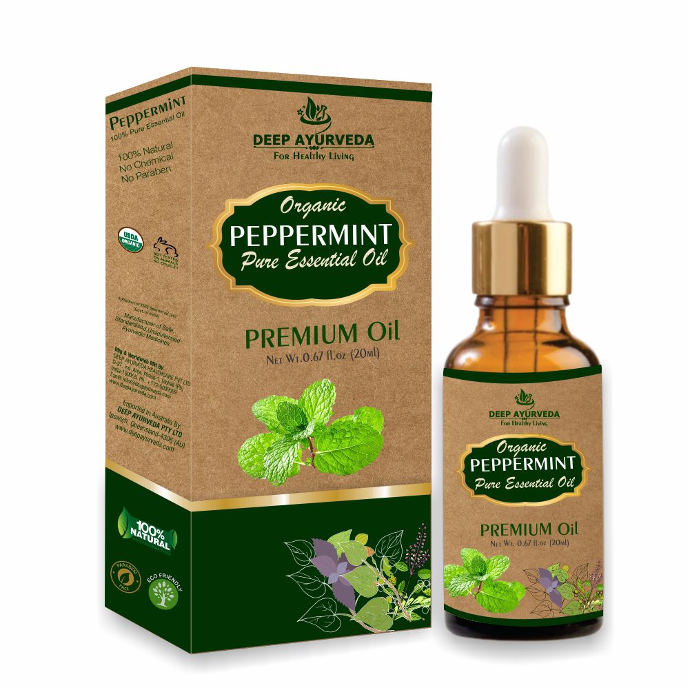 Peppermint Pure Essential Oil - Soothes Headache, Relieves Muscle Pain & Freshens Breath - Deep Ayurveda India