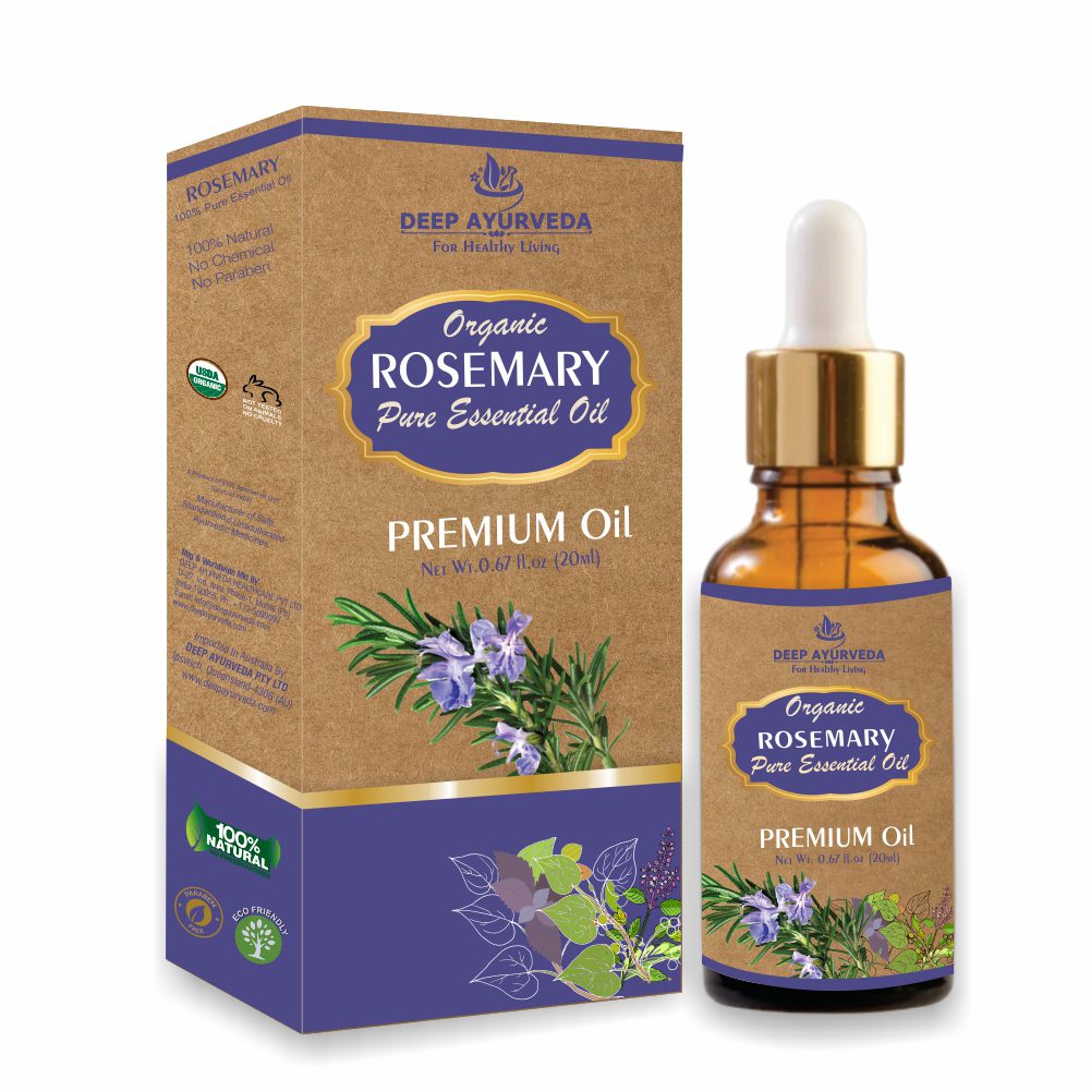 Rosemary Pure Essential Oil - Boosts Memory, Relieves Stress & Promotes Hair Growth - Deep Ayurveda India