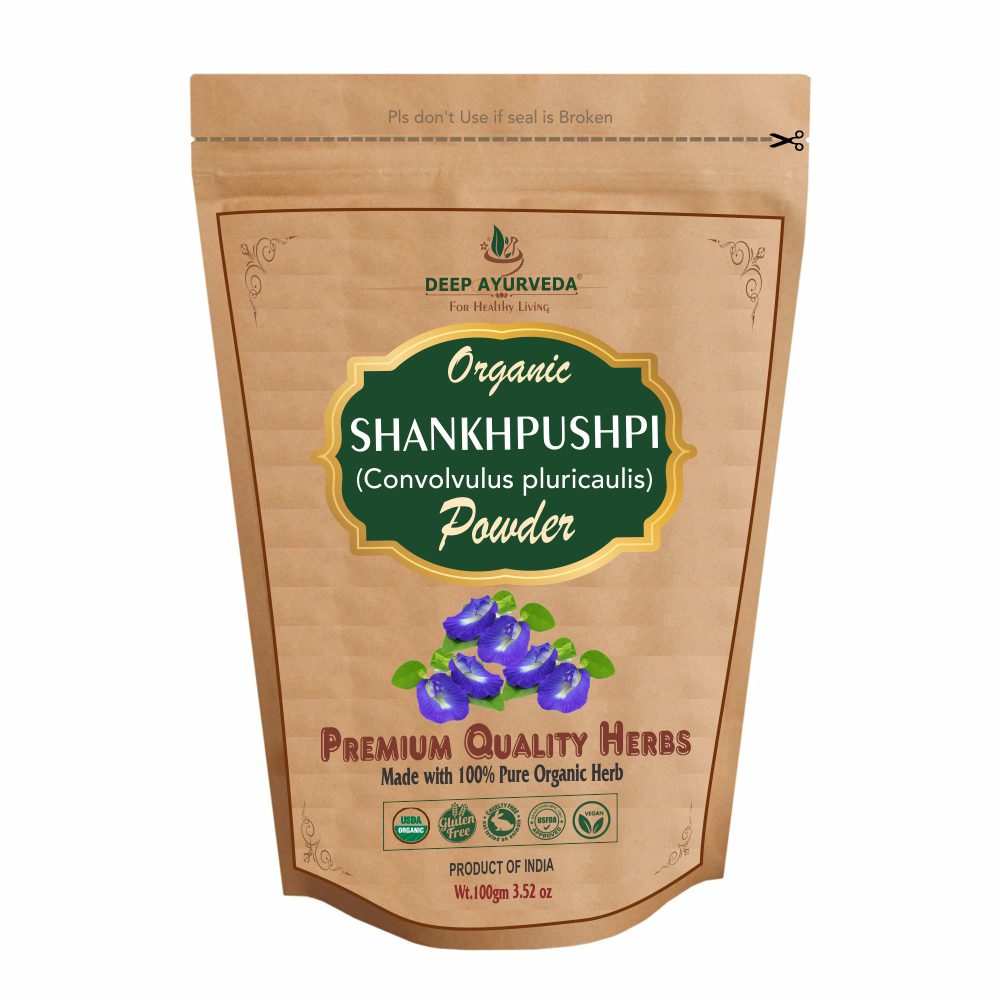 Organic Shankhpushpi Powder (Convolvulus pluricaulis) | 100 gm - Deep Ayurveda